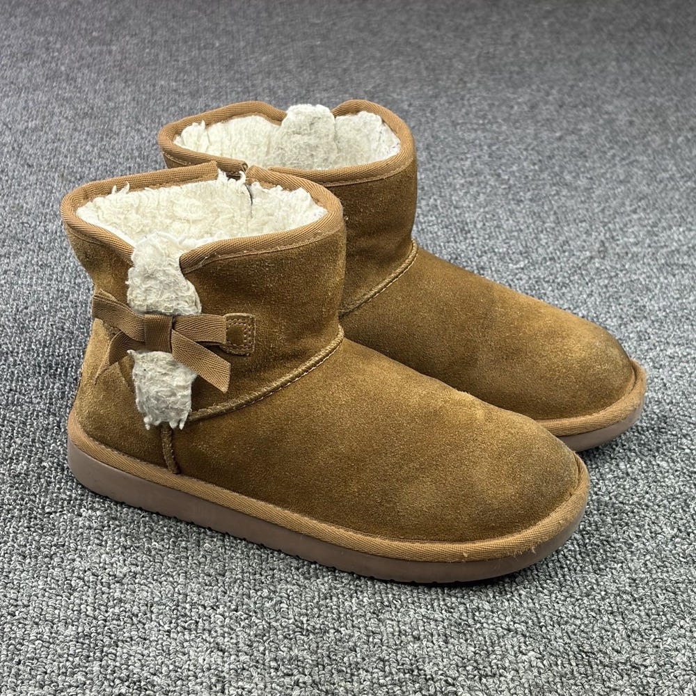 Koolaburra by UGG 1117810 Women's Size 3 Brown Suede Bow Fur Ankle Boots